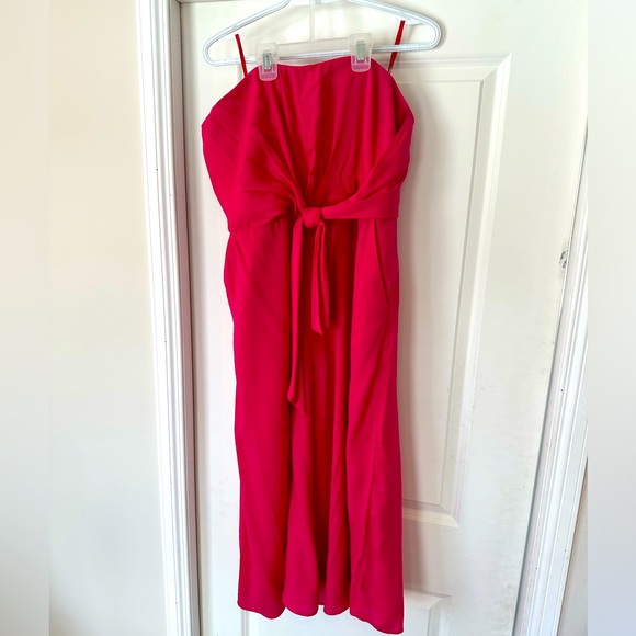 Hot Pink Strapless Jumpsuit with pockets. Size 14 or Large. Made by Mauve. - Picture 1 of 2